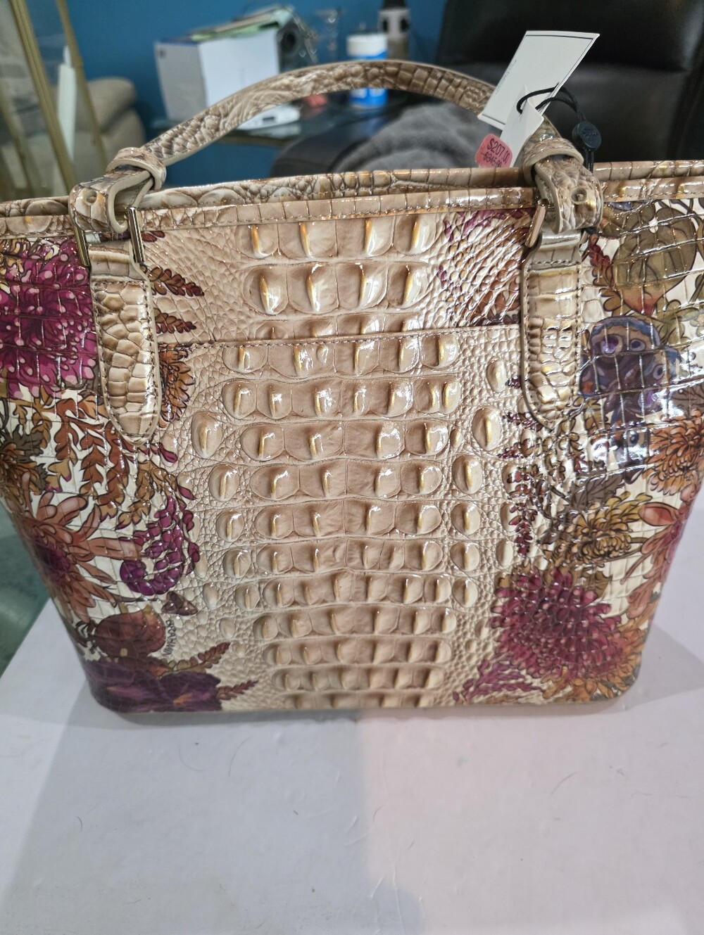 New Brahmin Asher Floral Embossed Croc Bag Only - Picture 4 of 6